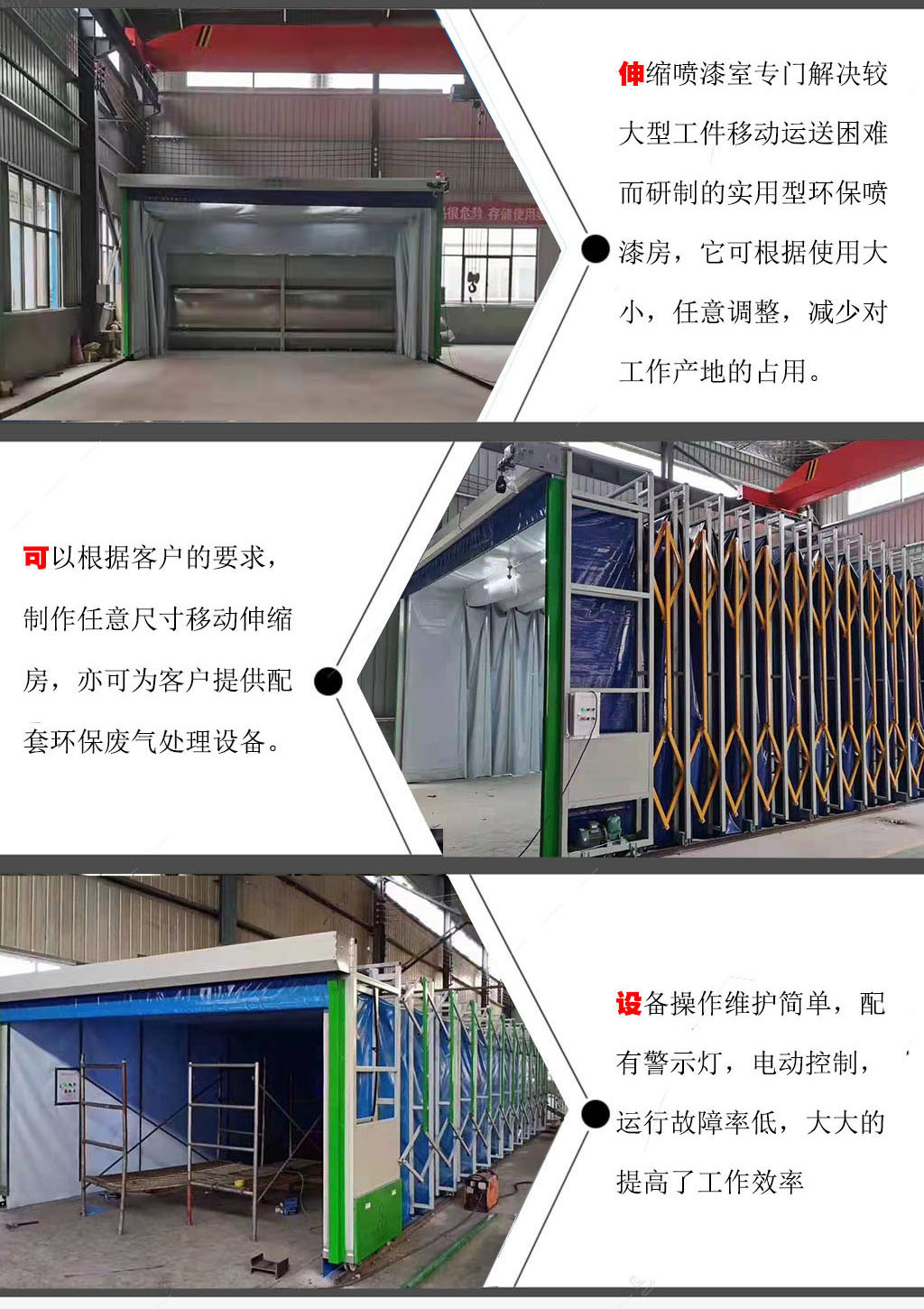 移动伸缩喷漆房优点